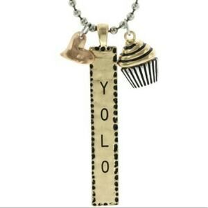 Ball Chain Necklace with YOLO Heart Cupcake Charms